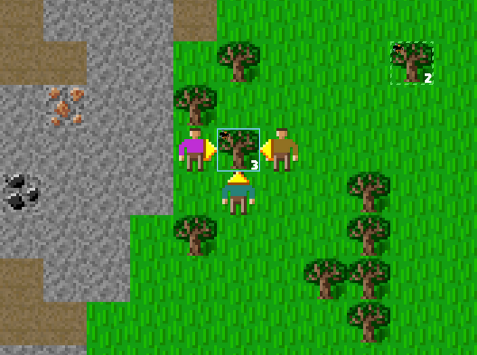 Three agents converging on a shared tree to coordinate